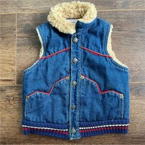 Vintage Denim Kids Vest with Sherpa Lining